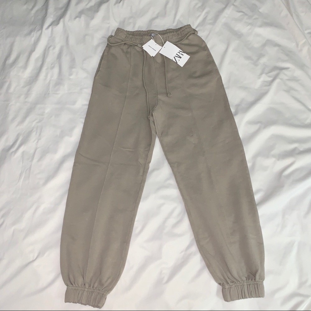 Zara grey belted terry jogger sweatpants